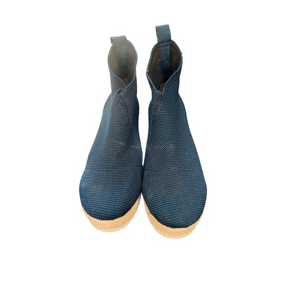 Charleston Shoe Co. Navy Charleston Linen Espadrille Milly Platform Ankle Boot - Picture 2 of 8